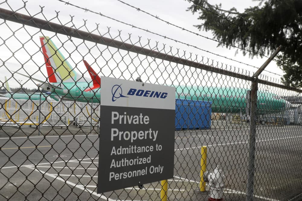 A Boeing 737 MAX 8 being built for for Shanghai Airlines sits parked at Boeing Co.'s Renton Assembly Plant, Monday, March 11, 2019, in Renton, Wash. (Ted S. Warren/AP)