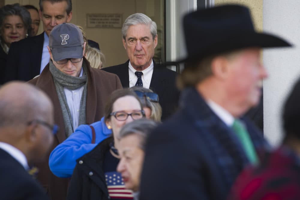 Special Counsel Robert Mueller exits St. John's Episcopal Church after attending services, across from the White House, in Washington, Sunday, March 24, 2019. (Cliff Owen/AP)