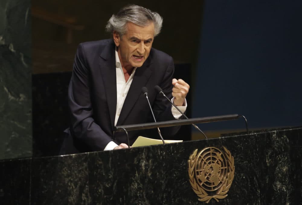 French philosopher and writer Bernard-Henri Lévy addresses the United Nations General Assembly on Jan. 22, 2015. (Richard Drew/AP)