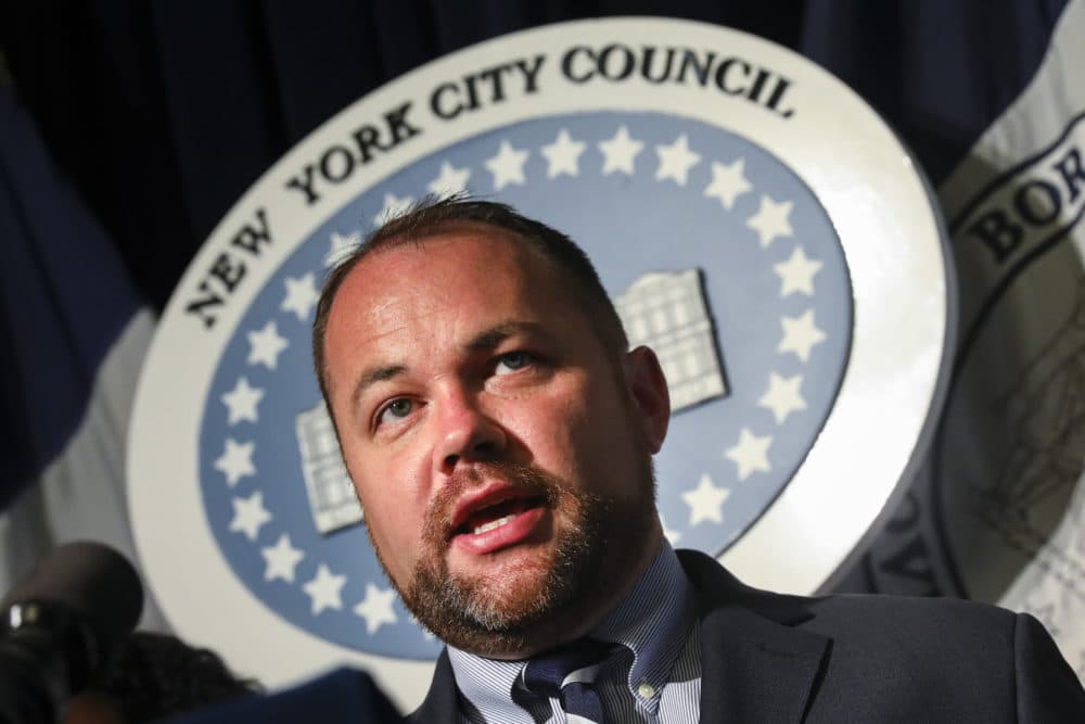 New York City Council Speaker Corey Johnson speaks on July 23, 2018 at City Hall in New York City. (Drew Angerer/Getty Images)