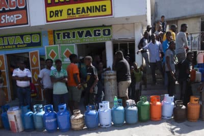 Residents lined up to buy propane gas in Port-au-Prince, Haiti, Monday, Feb. 18, 2019. (Dieu Nalio Chery/AP)