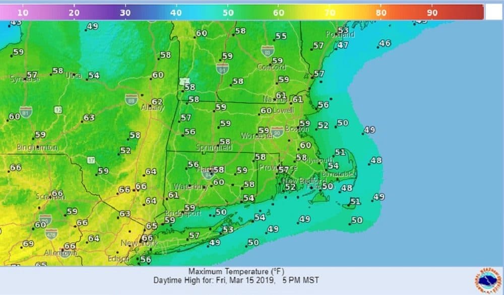 Highs for Friday (Courtesy of the National Weather Service)
