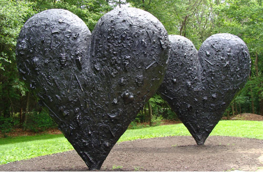 &quot;Two Big Black Hearts&quot; at the deCordova Sculpture Park. (Courtesy deCordova)
