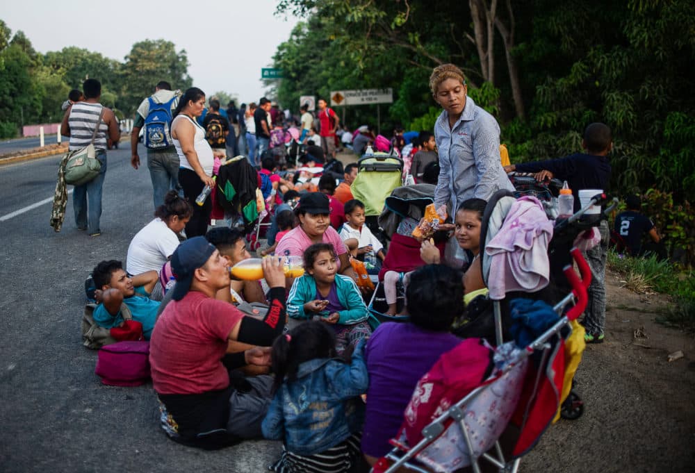 Central American migrants heading in caravan to the U.S. rest on their way to Huixtla, on Tapachula, state of Chiapas, Mexico, on April 15, 2019. (Pep Companys/AFP/Getty Images)