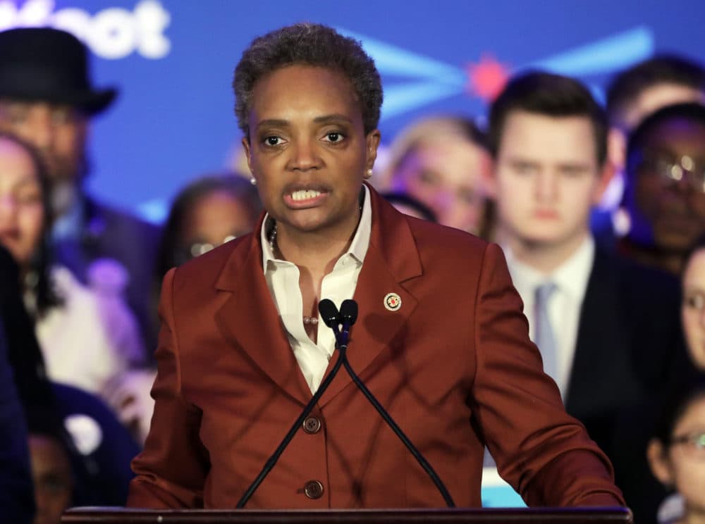 Lori Lightfoot speaks at her election night party Tuesday, April 2, 2019, in Chicago. Lori Lightfoot was elected Chicago mayor, making her the first African-American woman to lead the city. (Nam Y. Huh/AP)