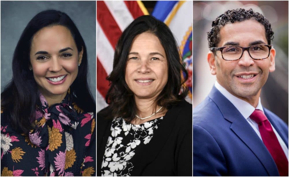 From left: the three finalists for Boston Public Schools superintendent: Marie Izquierdo, chief academic officer, Miami-Dade County Public Schools in Florida; Dr. Brenda Cassellius, recent Minnesota commissioner of education; and Dr. Oscar Santos, head of school at Cathedral High School in Boston.