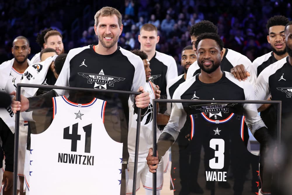 Dirk Nowitzki and Dwyane Wade were honored during the 2019 NBA All-Star Weekend. (Photo by Streeter Lecka/Getty Images)