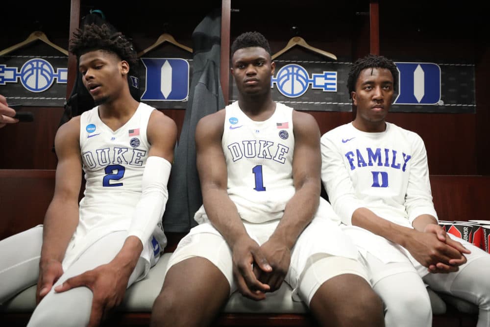 Duke players after losing to Michigan State in the 2019 Elite Eight. (Patrick Smith/Getty Images)