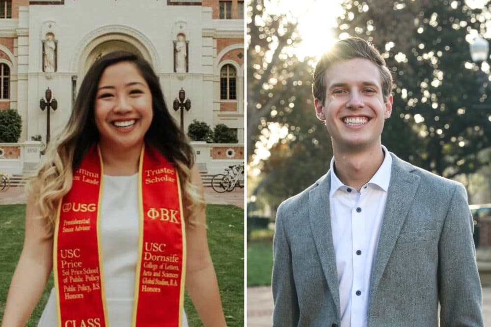 Ivana Giang (left), valedictorian at the University of Southern California for the class of 2019, and Trenton Stone, student body president for the USC undergraduate student government. (Courtesy)