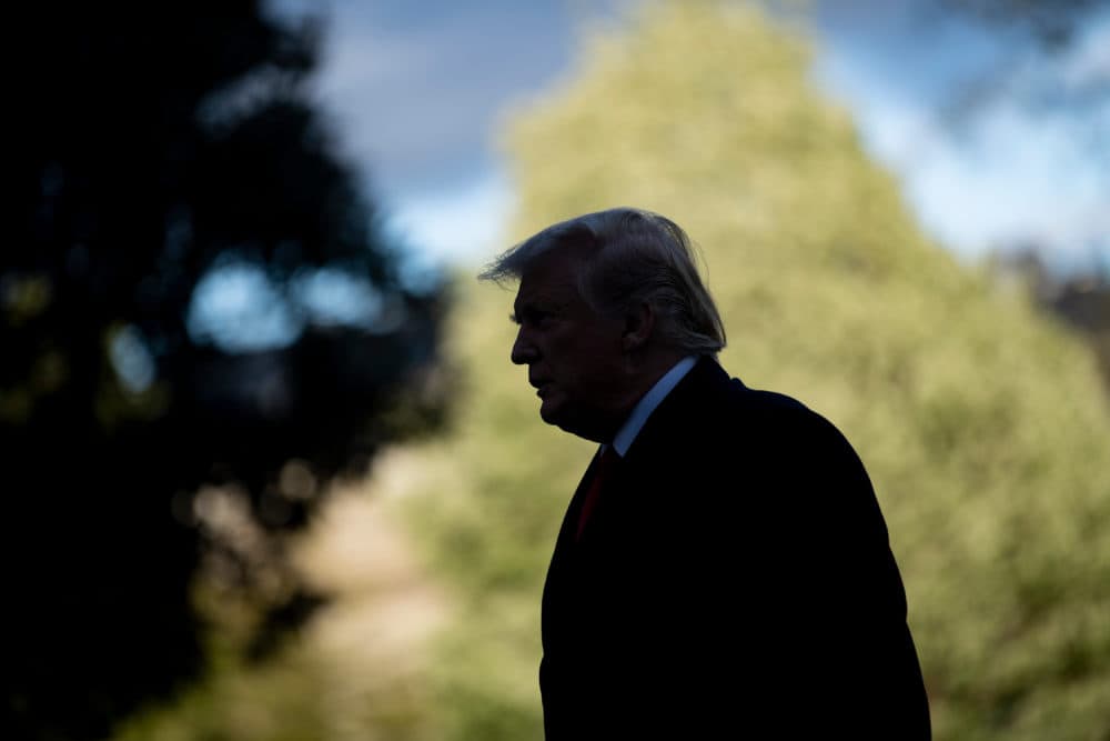 President Trump returns to the White House on April 15, 2019, in Washington, D.C. (Brendan Smialowski/AFP/Getty Images)