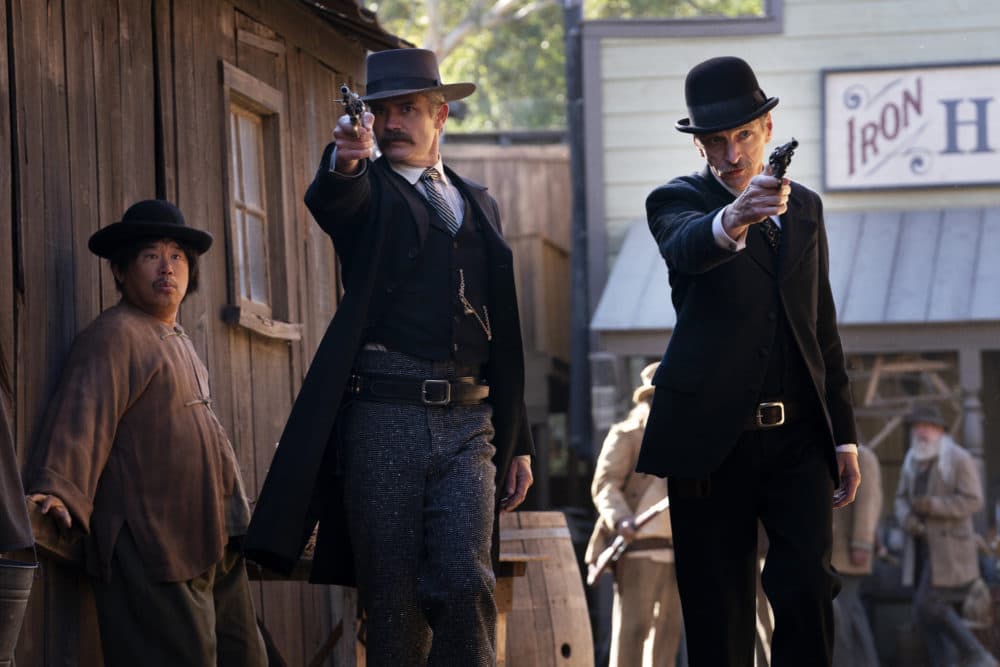 Timothy Olyphant as Sheriff Seth Bullock and John Hawkes as Sol Star in &quot;Deadwood: The Movie.&quot; (Courtesy Warrick Page/HBO)