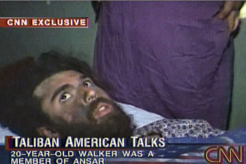 In this image from television broadcast Wednesday, Dec. 19, 2001, American Taliban fighter John Walker Lindh is seen during an interview soon after his capture. According to CNN, the interview took place Dec. 2, 2001. (CNN/AP)