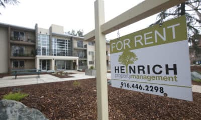 This Jan. 8, 2017, file photo shows a &quot;For Rent&quot; sign outside an apartment building in Sacramento, Calif. (Rich Pedroncelli, File/AP)