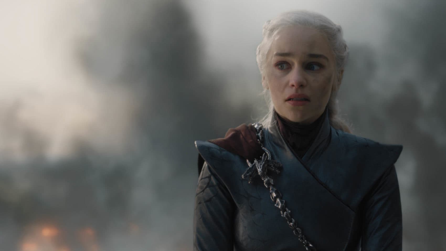 This image released by HBO shows Emilia Clarke in a scene from &quot;Game of Thrones,&quot; that aired Sunday, May 12, 2019. Daenerys has reduced King's Landing to ashes in a dramatic, heart-stopping episode of Game of Thrones, but don't count the city out. (HBO via AP)