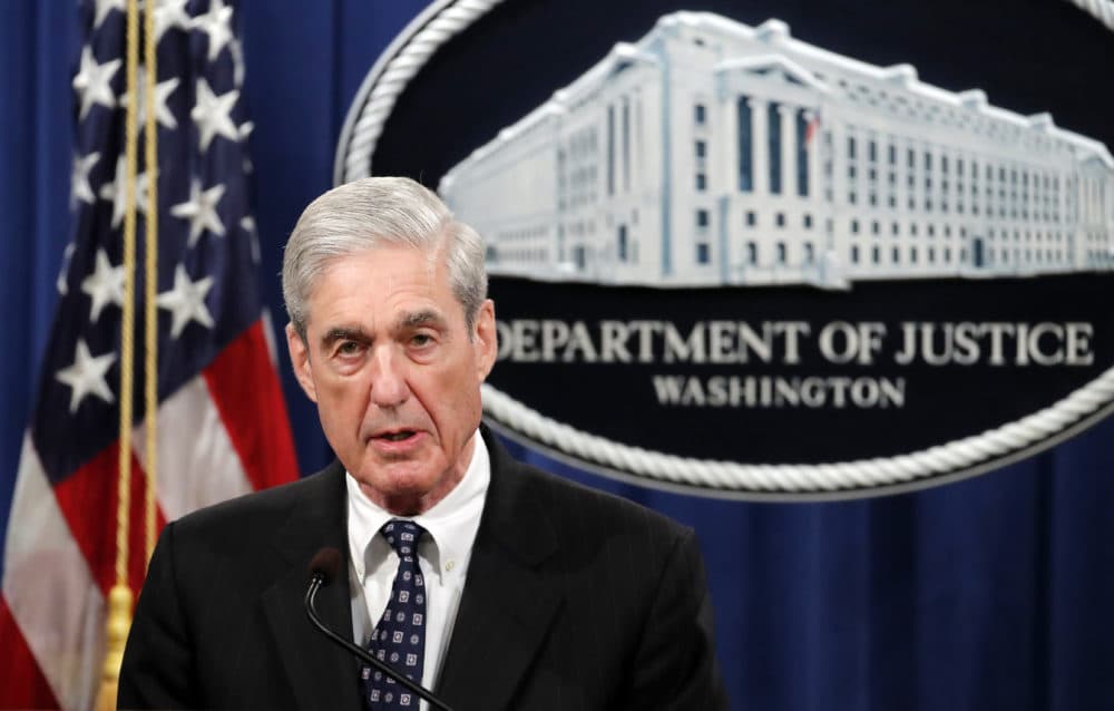 Special counsel Robert Muller speaks at the Department of Justice Wednesday, May 29, 2019, in Washington, about the Russia investigation. (Carolyn Kaster/AP)
