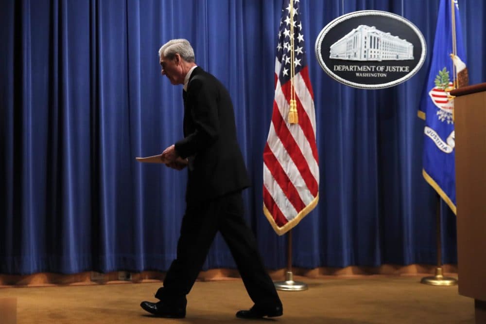 Special counsel Robert Mueller walks from the podium after speaking at the Department of Justice Wednesday, May 29, 2019, in Washington, about the Russia investigation. (Carolyn Kaster/AP)