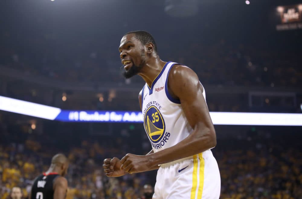 Kevin Durant of the Golden State Warriors during a game against the Houston Rockets in the 2019 NBA Western Conference Semifinals. (Ezra Shaw/Getty Images)