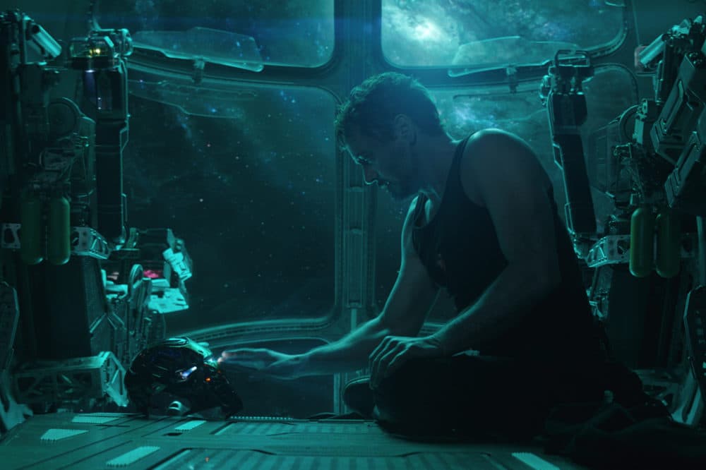 This image released by Disney shows Robert Downey Jr. in a scene from &quot;Avengers: Endgame.&quot; (Disney/Marvel Studios via AP)