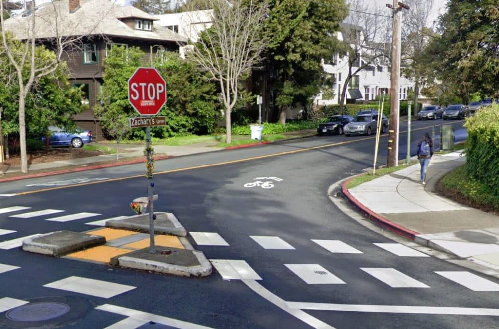 Zachary's Corner, an intersection in Berkeley, Calif., renamed after Zachary Cruz, who died in a crash there in 2009. (Google Maps)