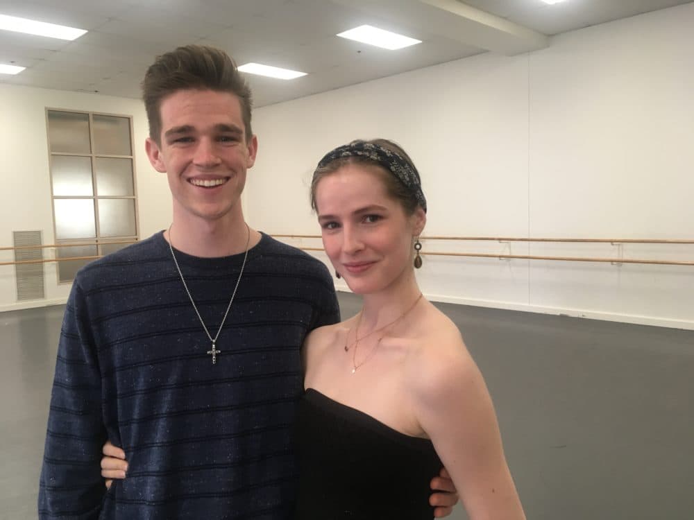 Musician Michael Humphries and Boston Ballet's Sage Humphries after a rehearsal at Boston Ballet's studios (Zoë Mitchell/WBUR)