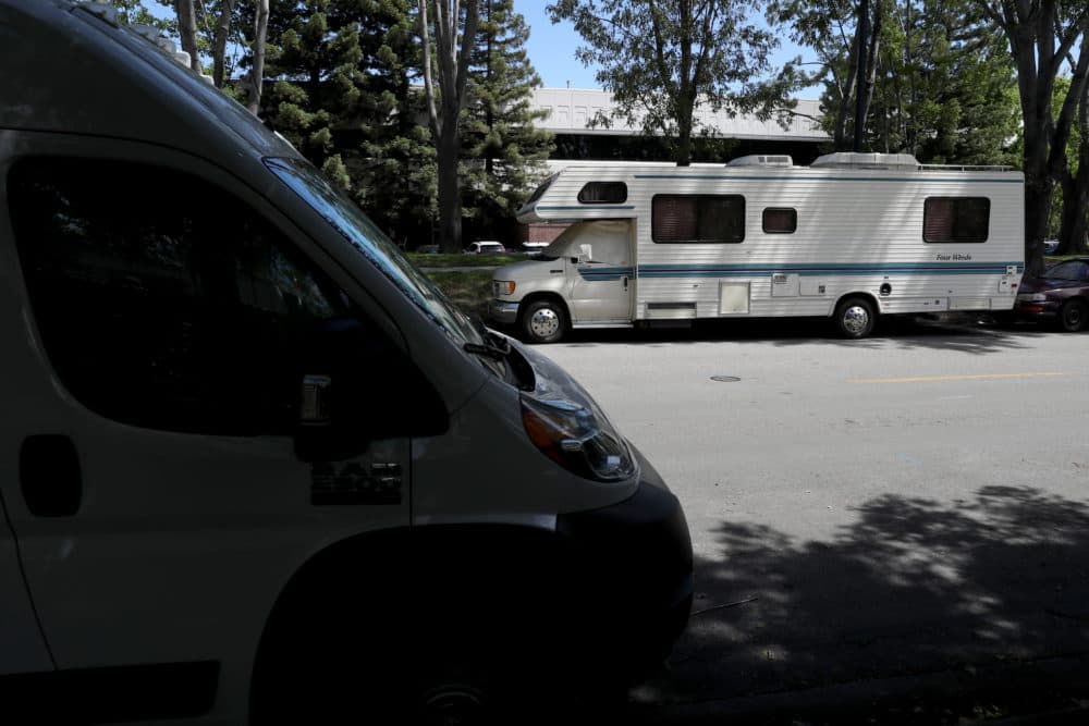 As the price of rent continues to skyrocket in the Bay Area, a number of RVs have appeared near the Google headquarters in Mountain View. The Mountain View police department logged nearly 300 RVs parked on city streets that appeared to be used as a primary residence. (Justin Sullivan/Getty Images)