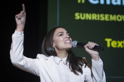 Rep. Alexandra Ocasio-Cortez, D-N.Y., addresses The Road to the Green New Deal Tour final event at Howard University in Washington, Monday, May 13, 2019. (Cliff Owen/AP)