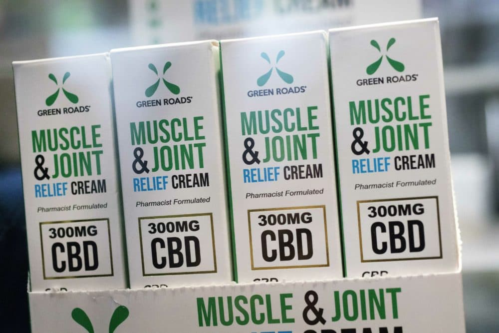 Muscle Joint &amp; Relief Cream is displayed at the Cannabis World Congress &amp; Business Exposition trade show on May 30, 2019 in New York. (Mark Lennihan/AP)