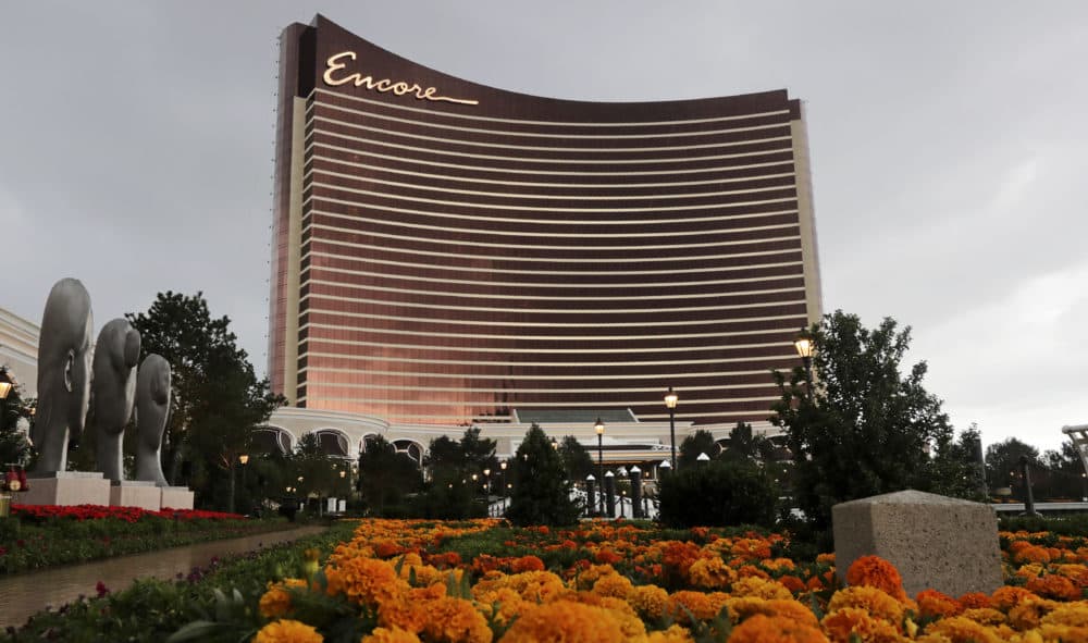 Flowers adorn the walkways at the Encore Boston Harbor casino in Everett, Mass., Friday, June 21. The Wynn Resorts casino is scheduled to open to officially open to the public on Sunday, June 23. (Charles Krupa/AP)