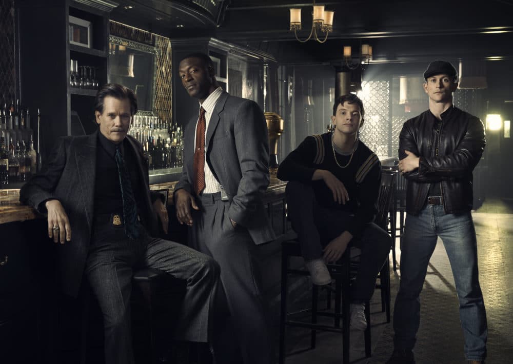 Kevin Bacon as Jackie Rohr, Aldis Hodge as Decourcy Ward, Mark O'Brien as Jimmy Ryan and Jonathan Tucker as Frankie Ryan in &quot;City On A Hill&quot; (Courtesy of Eric Ogden/Showtime)