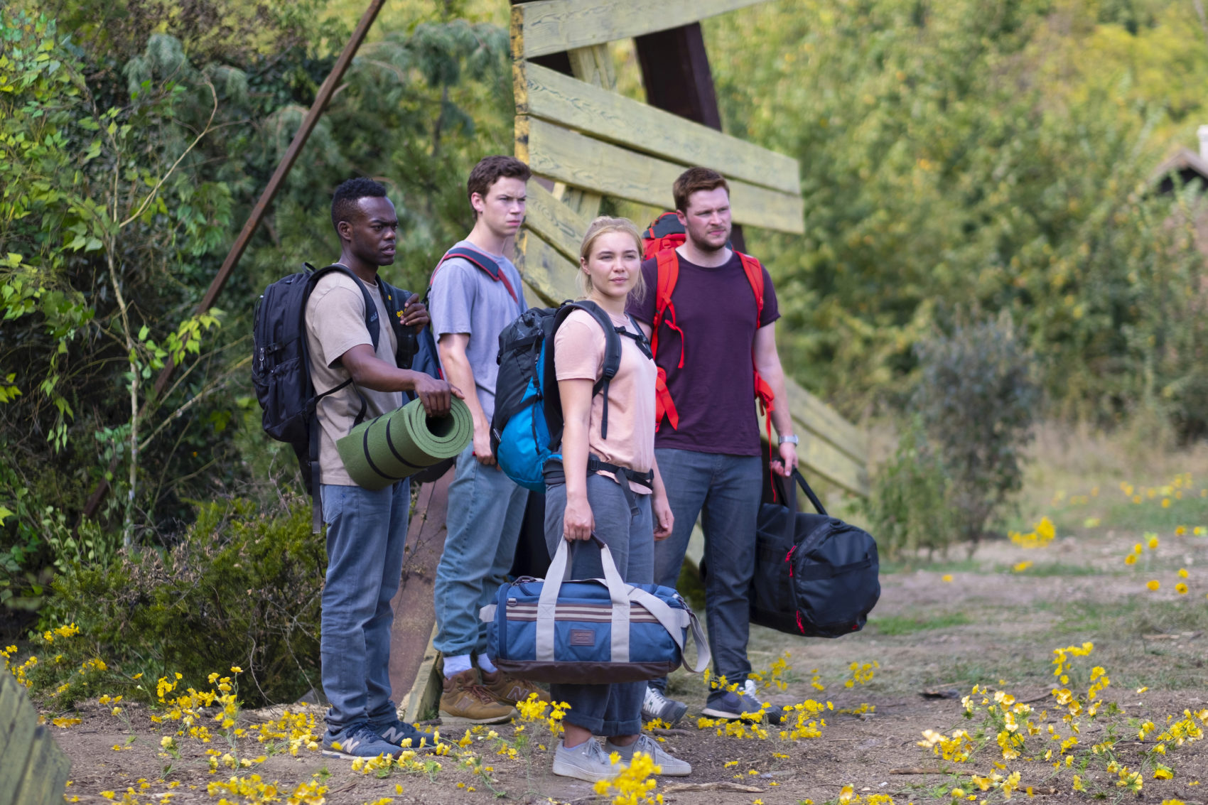 Left to right: William Jackson Harper, Will Poulter, Florence Pugh and Jack Reynor in Ari Aster's horror film &quot;Midsommar.&quot; (Courtesy A24)