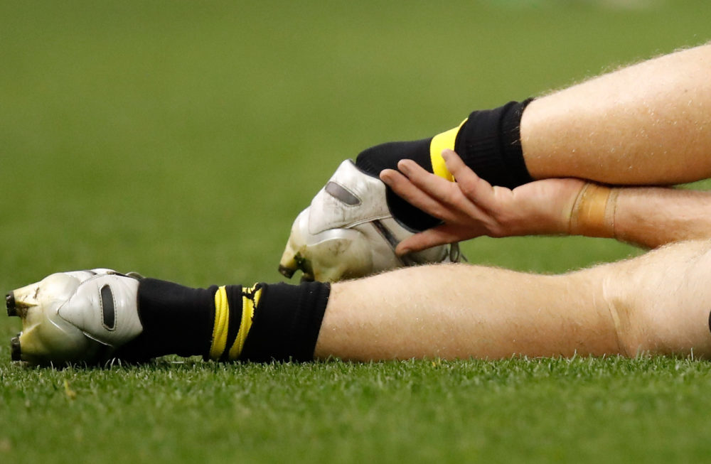 An athlete's ankle. (Michael Willson/AFL Media/Getty Images)