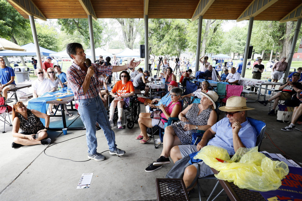 Democratic presidential candidate Joe Sestak speaks during the West Des Moines Democrats' annual picnic, Wednesday, July 3, 2019, in West Des Moines, Iowa. (Charlie Neibergall/AP)