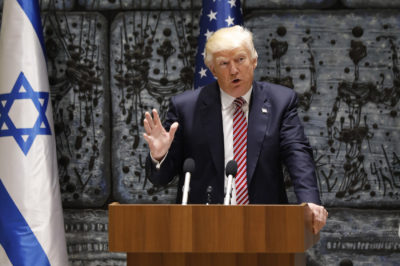 U.S. President Donald Trump delivers a speech in Jerusalem on May 22, 2017. (Gali Tibbon/Getty Images)