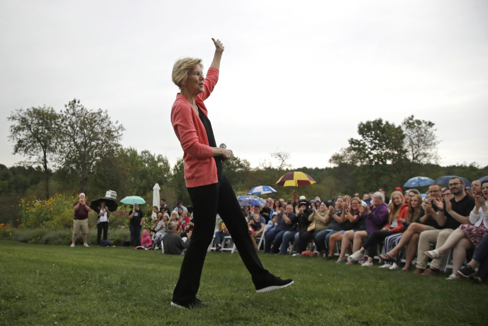 Democratic presidential candidate Sen. Elizabeth Warren, D-Mass., speaks at a campaign event Monday in Hampton Falls, N.H. (Elise Amendola/AP)