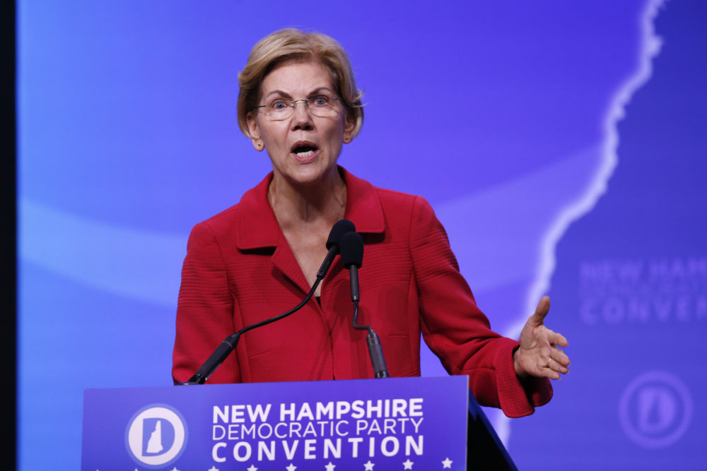 Democratic presidential candidate Sen. Elizabeth Warren, D-Mass., speaks during the New Hampshire state Democratic Party convention on Sept. 7, 2019, in Manchester, NH. (Robert F. Bukaty/AP)