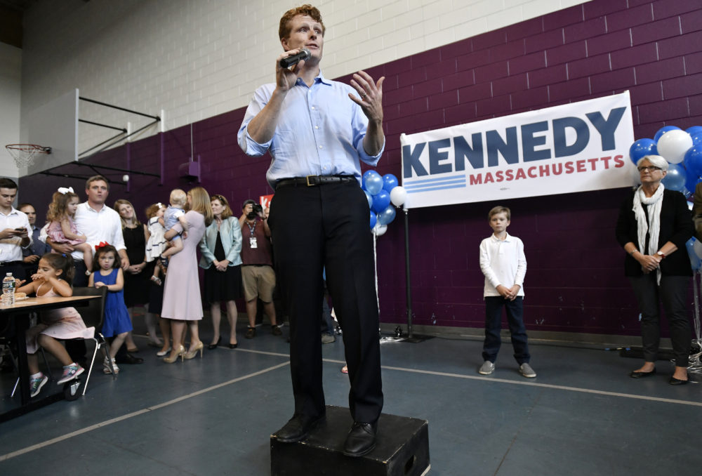 U.S. Rep. Joe Kennedy III announces his Senate candidacy in East Boston on Saturday. (Josh Reynolds/AP)