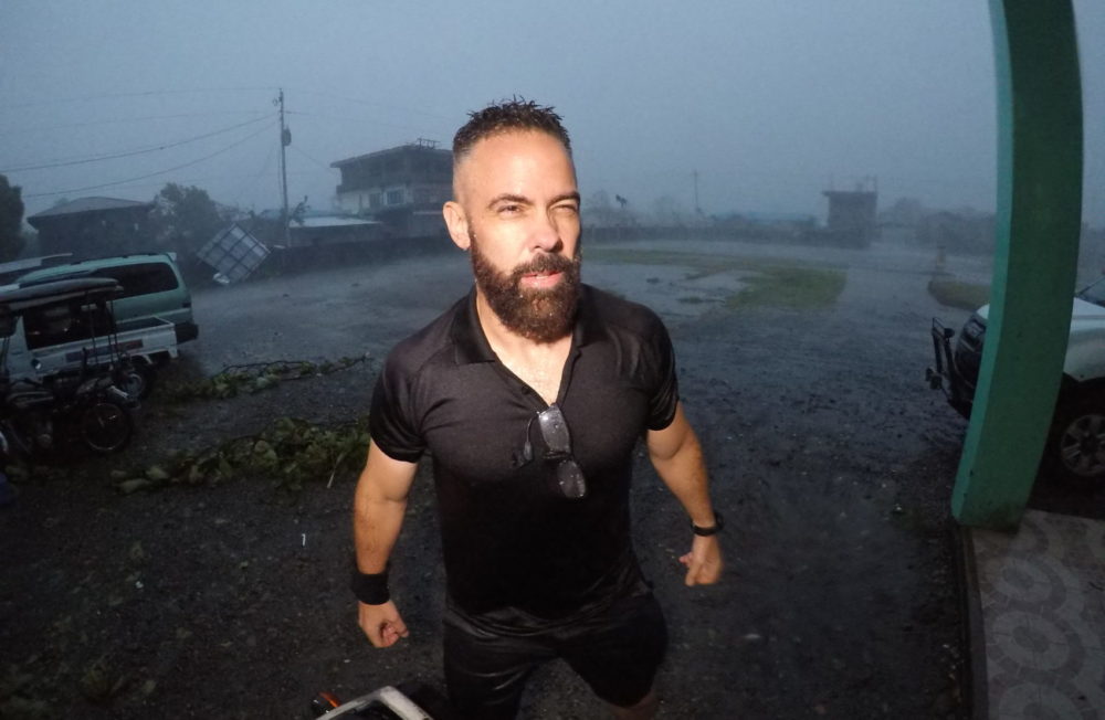 Josh Morgerman during a hurricane. (Photo courtesy of Discovery)