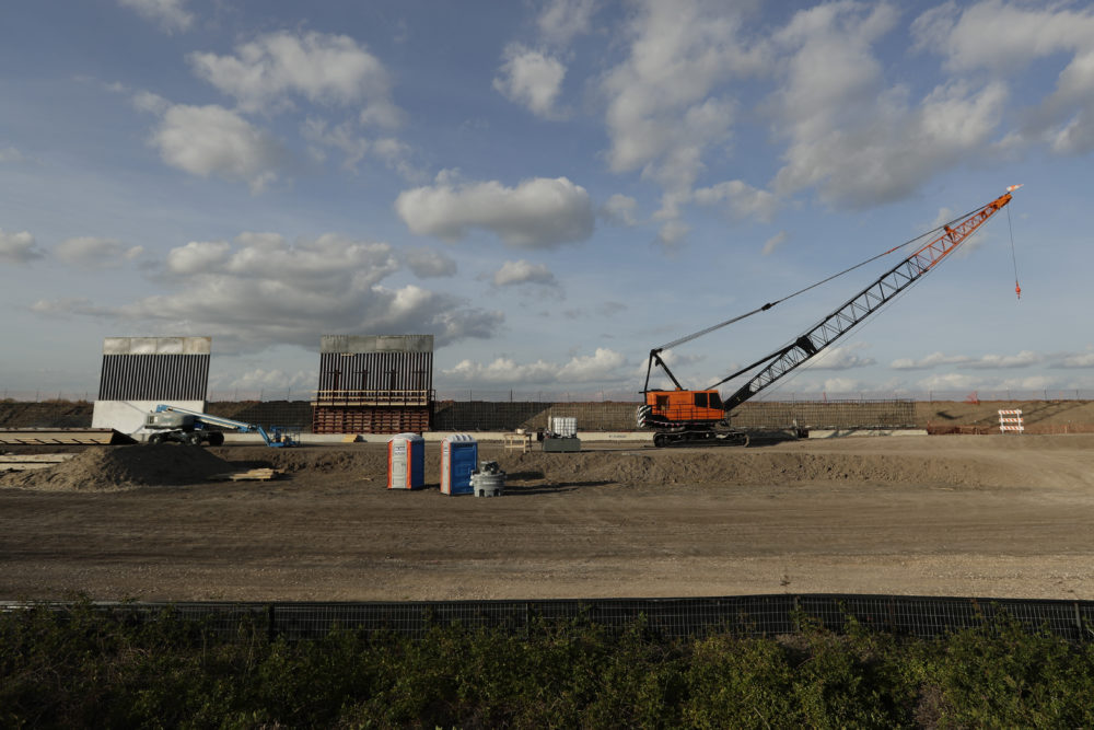 The first panels of levee border wall are seen at a construction site along the U.S.-Mexico border on Nov. 7 in Donna, Texas. (Eric Gay/AP)