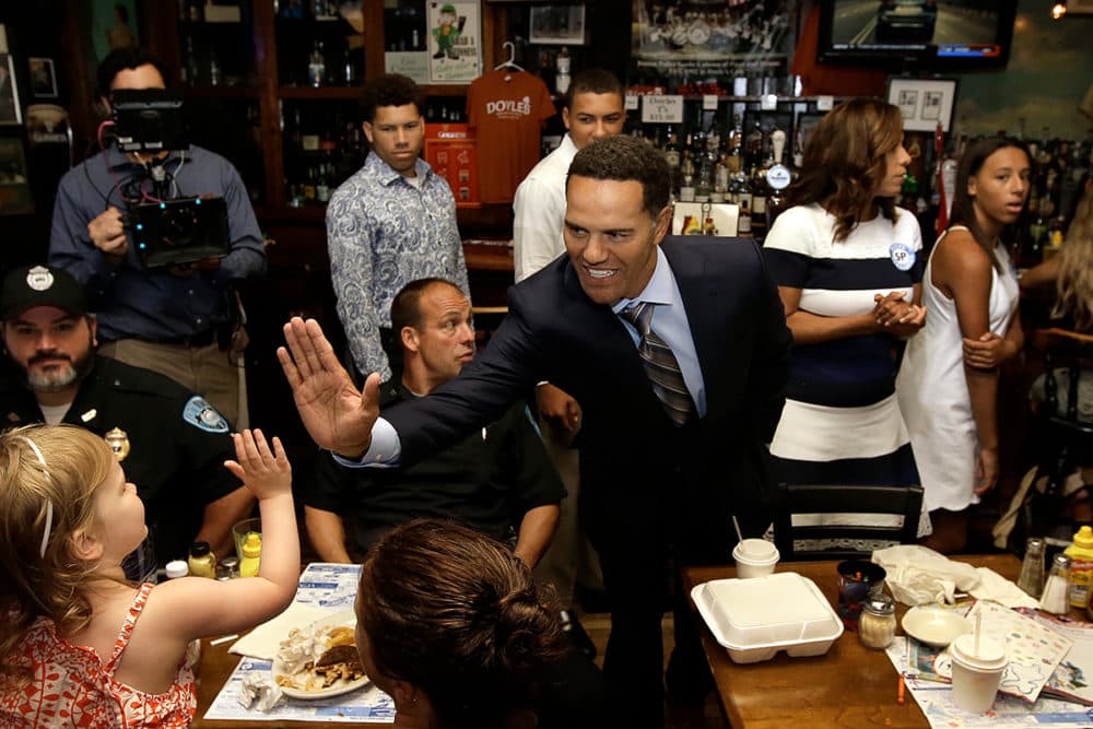 Businessman Steve Pemberton, 52, center, who launched his 2020 Senate campaign in July, announced the end to his campaign in an email Monday. (Steve Senne/AP)