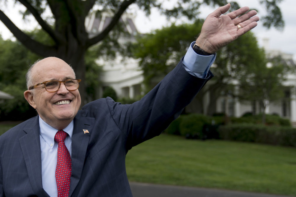 In this Tuesday, May 29, 2018 file photo, Rudy Giuliani, an attorney for President Donald Trump, waves to people during White House Sports and Fitness Day on the South Lawn of the White House, in Washington. (Andrew Harnik, File/AP)