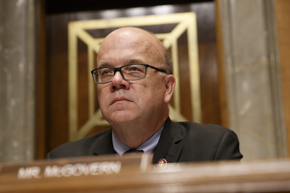 Rep. Jim McGovern, D-Mass., chair of the bipartisan Congressional Executive Commission on China (CECC), listens during a congressional hearing to examine developments in Hong Kong, Sept. 17, 2019, on Capitol Hill. (Jacquelyn Martin/AP)