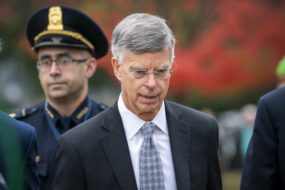 Ambassador William Taylor, is escorted by U.S. Capitol Police as he arrives to testify before House committees as part of the Democrats' impeachment investigation of President Donald Trump, at the Capitol in Washington, Tuesday, Oct. 22, 2019. (J. Scott Applewhite/AP)