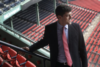 Boston Red Sox's Chaim Bloom looks out at Fenway Park in Boston, Oct. 28, 2019, after it was announced he will be the baseball team's Chief Baseball Officer. (Elise Amendola/AP)