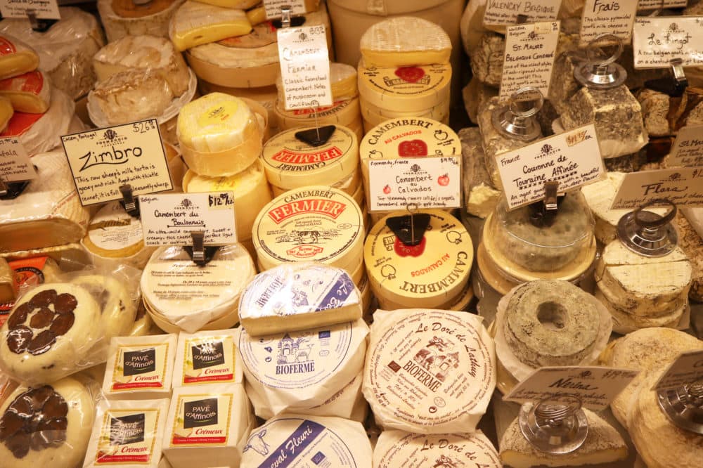 Various European cheeses on display at Formaggio Kitchen in Cambridge. (Adrian Ma/WBUR)