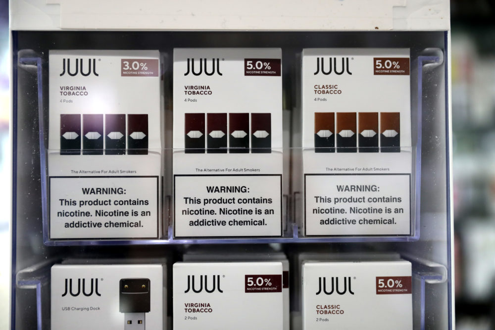 Juul products are displayed at Smoke and Gift Shop in San Francisco, California. (Justin Sullivan/Getty Images)