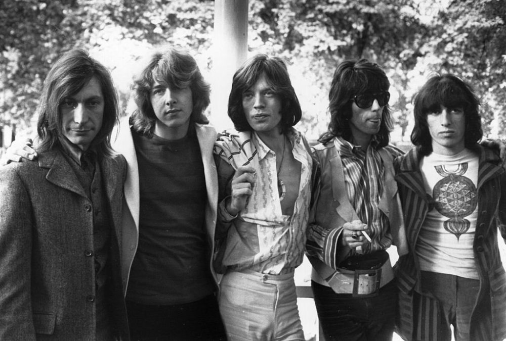 Rolling Stones on June 14, 1969, after the death of founder member Brian Jones. Left to right: drummer Charlie Watts, guitarist Mick Taylor, vocalist Mick Jagger, guitarist Keith Richards and bass player Bill Wyman. (Len Trievnor/Express/Getty Images)