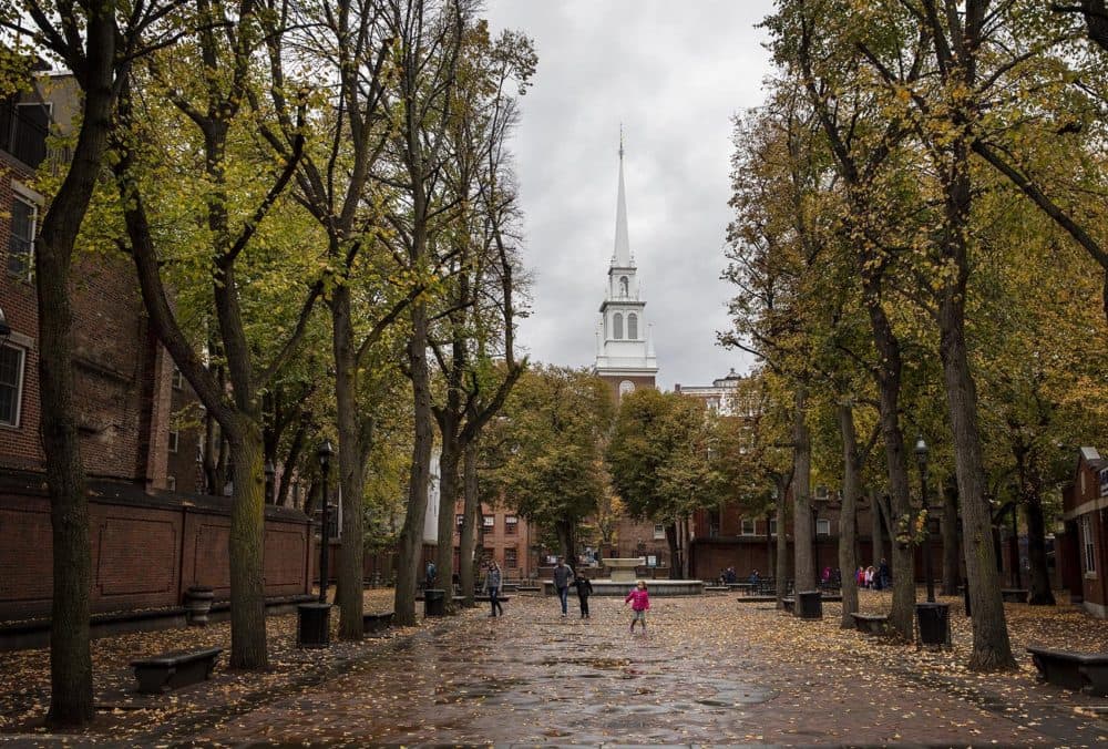 The Old North Church, seen from Paul Revere Mall in Boston's North End. (Robin Lubbock/WBUR)