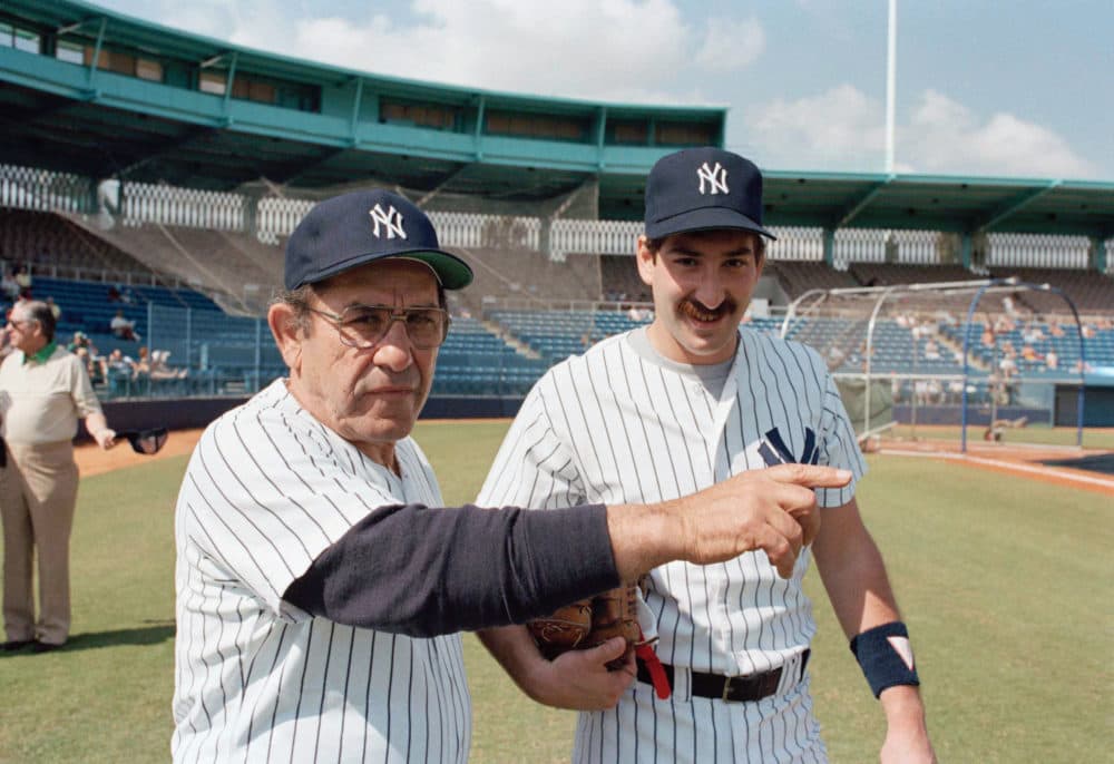 Yogi Berra with son Dale at New York Yankees 1985 spring training. (AP)