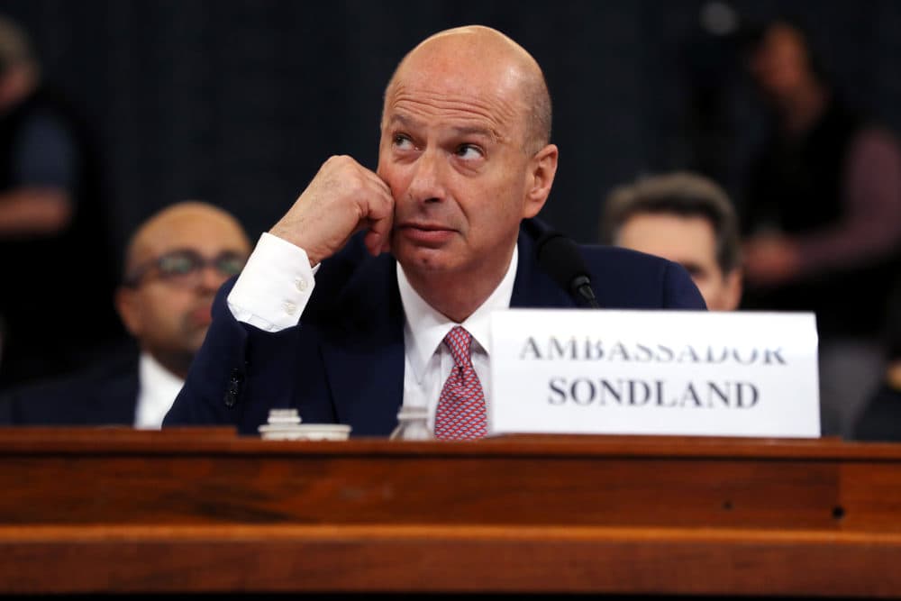 Gordon Sondland, the U.S ambassador to the European Union, testifies before the House Intelligence Committee in the Longworth House Office Building on Capitol Hill November 20, 2019 in Washington, DC. (Chip Somodevilla/Getty Images)