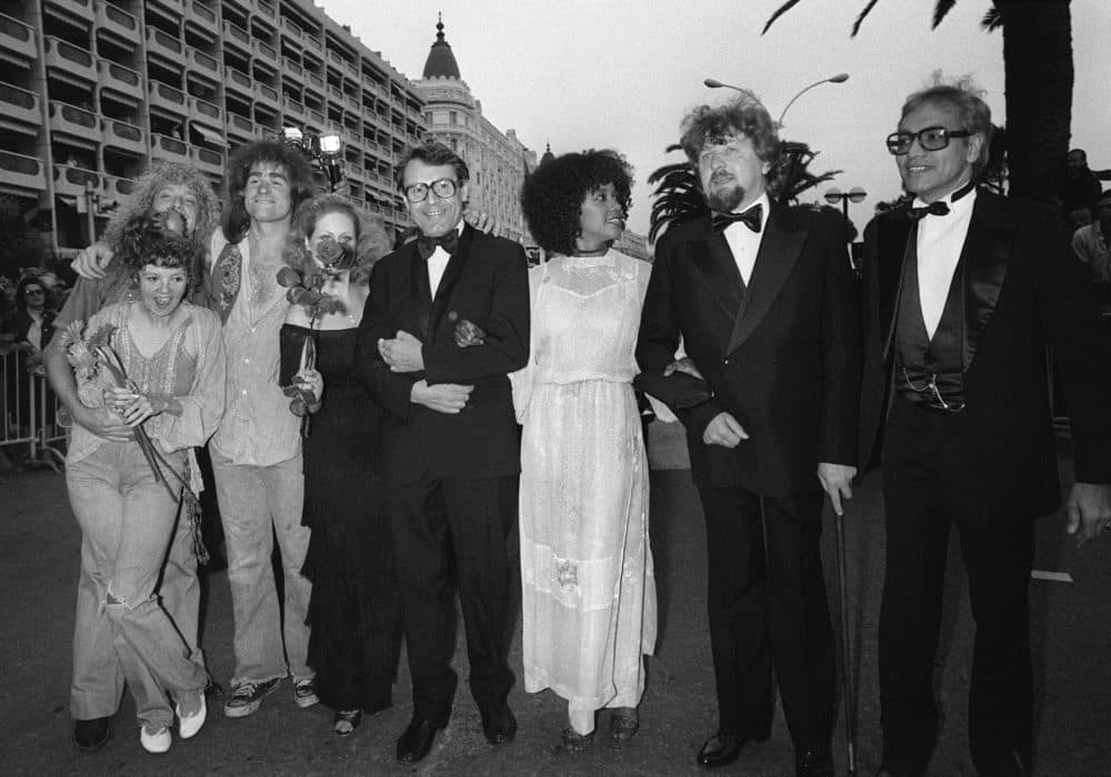 Director Milos Forman (4th R) poses with the cast of his film &quot;Hair&quot;, US actress Annie Golden (L), US actors Donnie Dacus (2nd L) and Treat Williams (3rd L) and US actresses Beverly d'Angelo (4th L) and Cheryl Barnes (3rd R), on May 10, 1979 during the Cannes International Film Festival. (Ralph Gatti/AFP via Getty Images)